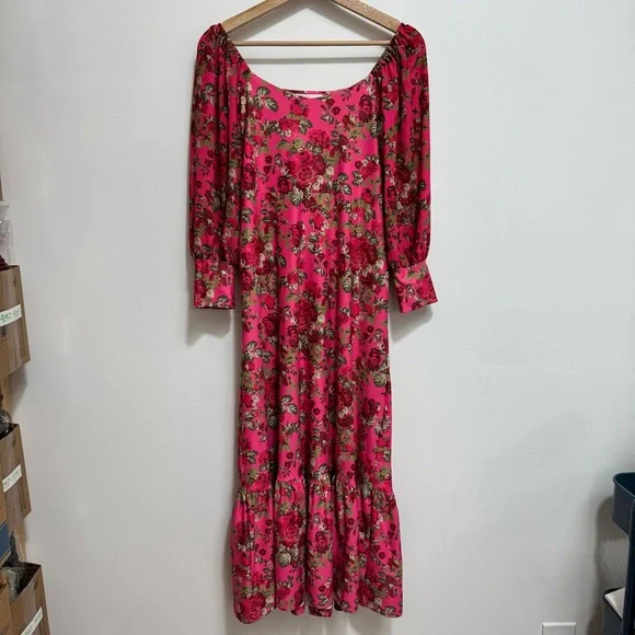 Smith & Quinn The Marigold Midi Dress Women Small Floral Balloon Sleeve Square N - Picture 2 of 13
